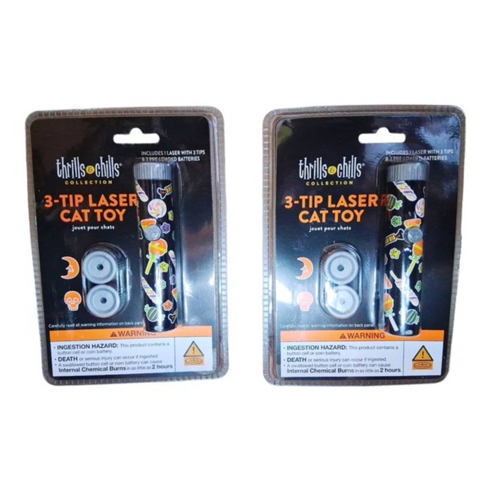 Thrills &‎ Chills 3-Tip Laser Cat Toy Halloween Themed 2pk New in Package
